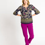 Roz & Ali Superstretch Magenta Pull On Ankle Pants - Plus - DressbarnPants