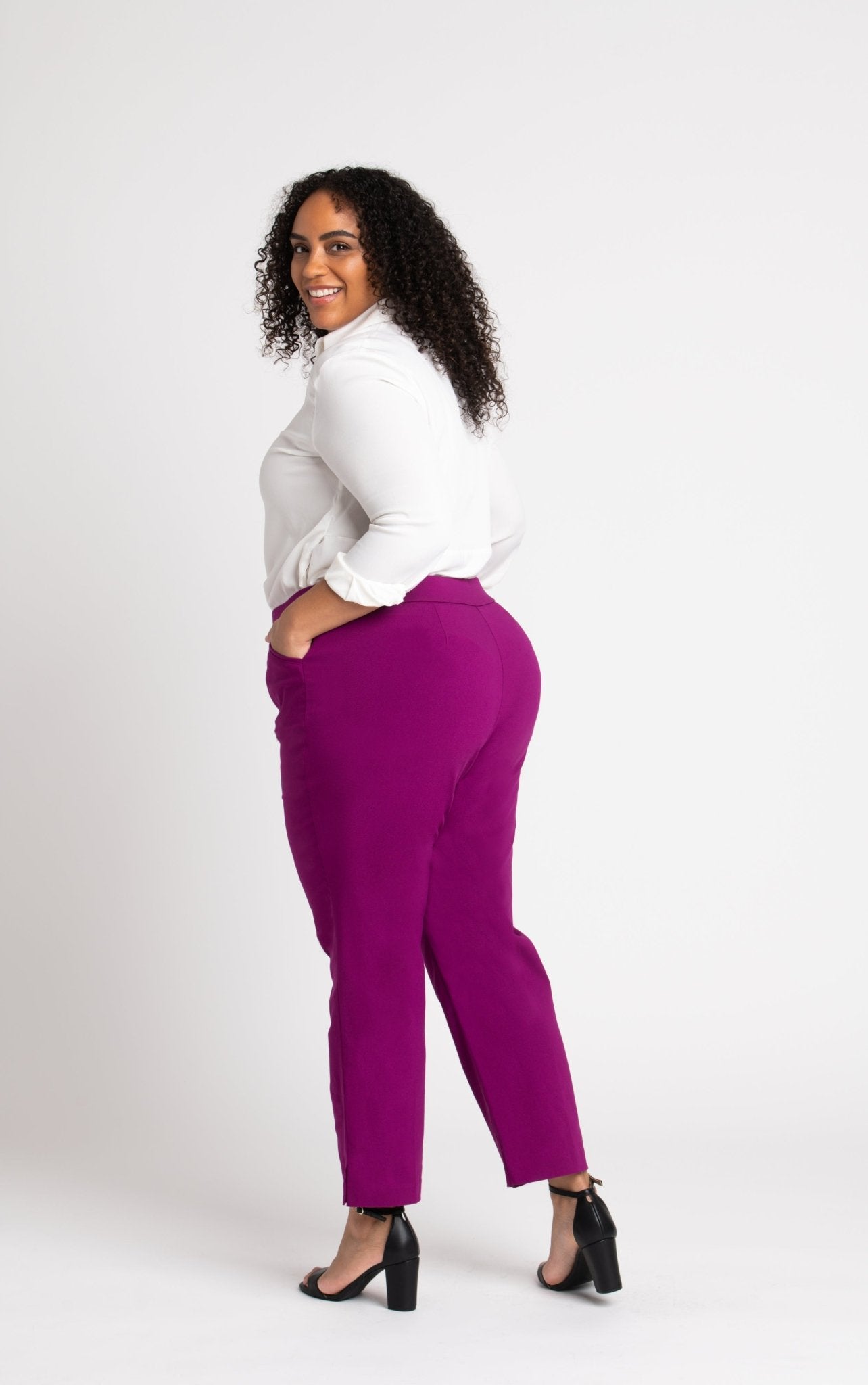 Roz & Ali Superstretch Magenta Pull On Ankle Pants - Plus - DressbarnPants