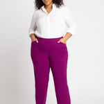 Roz & Ali Superstretch Magenta Pull On Ankle Pants - Plus - DressbarnPants