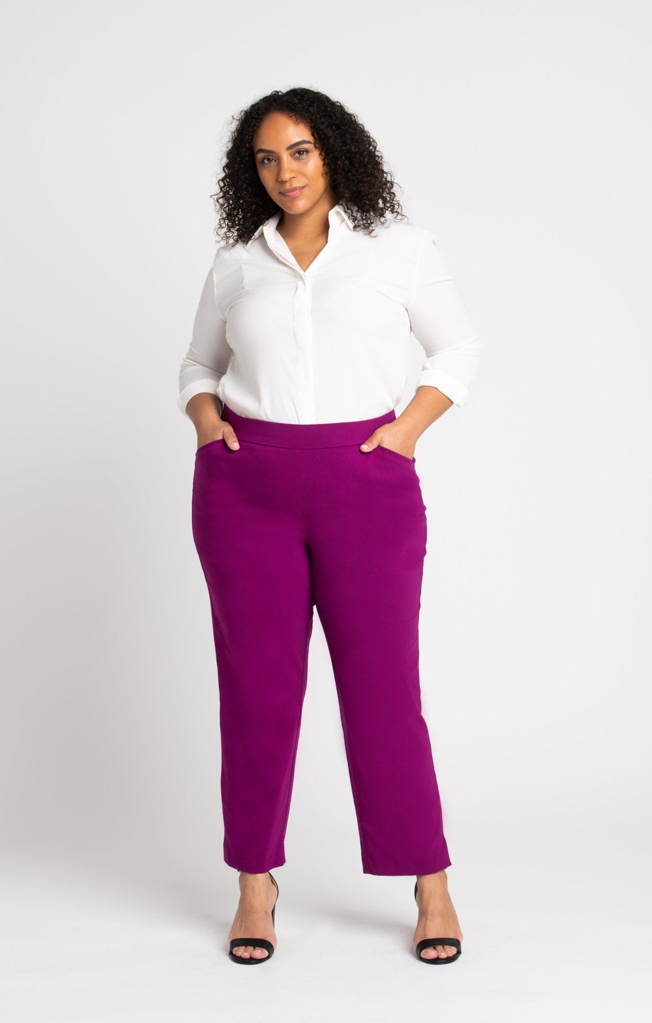 Roz & Ali Superstretch Magenta Pull On Ankle Pants - Plus - DressbarnPants