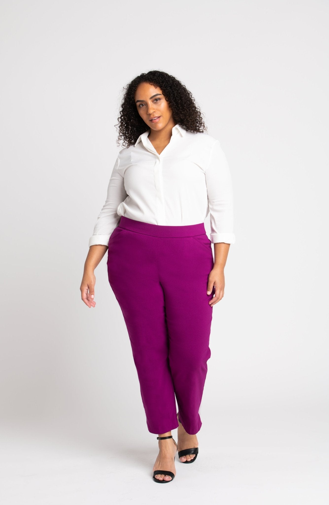 Roz & Ali Superstretch Magenta Pull On Ankle Pants - Plus - DressbarnPants