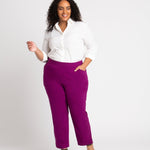 Roz & Ali Superstretch Magenta Pull On Ankle Pants - Plus - DressbarnPants