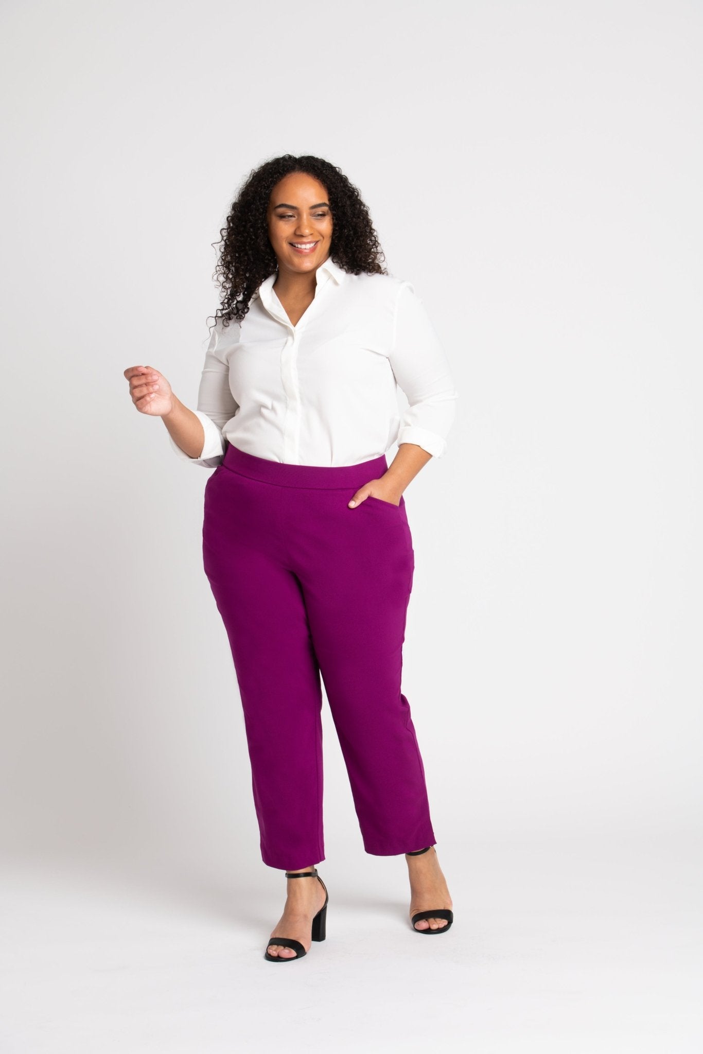 Roz & Ali Superstretch Magenta Pull On Ankle Pants - Plus - DressbarnPants