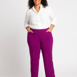 Roz & Ali Superstretch Magenta Pull On Ankle Pants - Plus - DressbarnPants