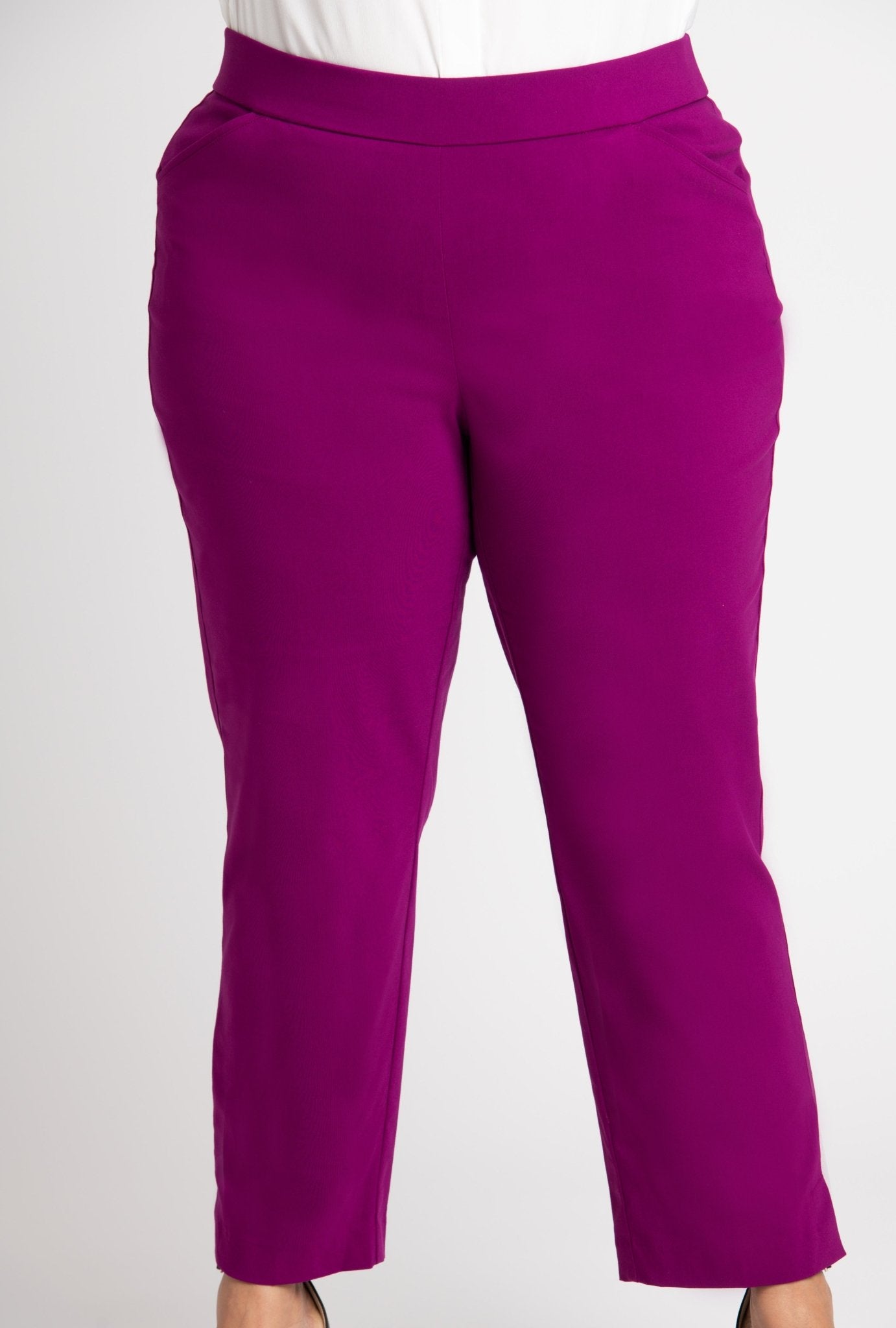 Roz & Ali Superstretch Magenta Pull On Ankle Pants - Plus - DressbarnPants