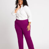 Roz & Ali Superstretch Magenta Pull On Ankle Pants - Plus - DressbarnPants