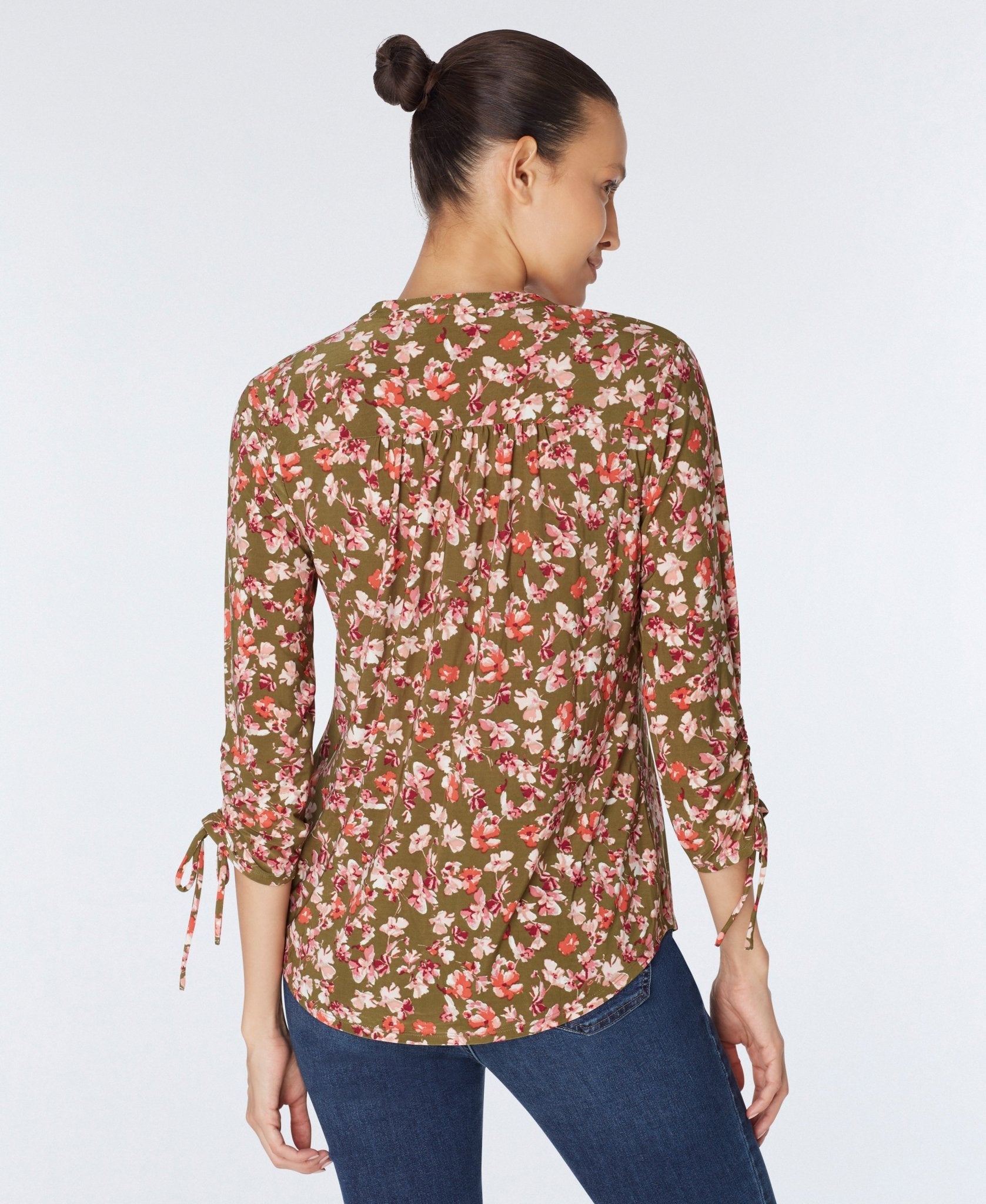 Roz & Ali Tie Sleeve Floral Popover - DressbarnShirts & Blouses