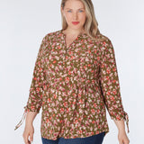 Roz & Ali Tie Sleeve Floral Popover - Plus - DressbarnShirts & Blouses