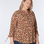 Roz & Ali Tie Sleeve Floral Popover - Plus - DressbarnShirts & Blouses