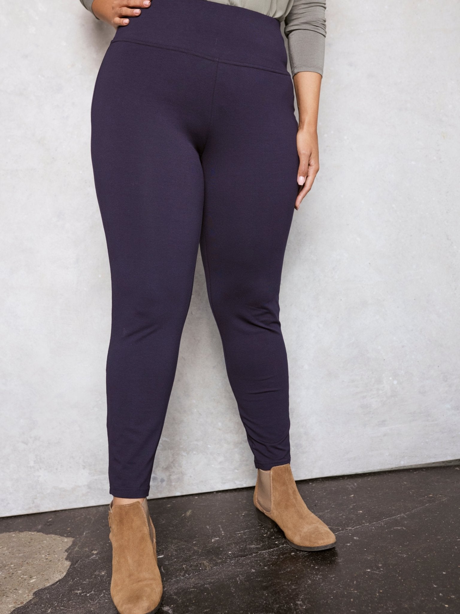 B91xZ Plus Size Leggings Tummy Control Stretch Cotton Blend Ankle Leggings  with Side Pockets,GY2 XL