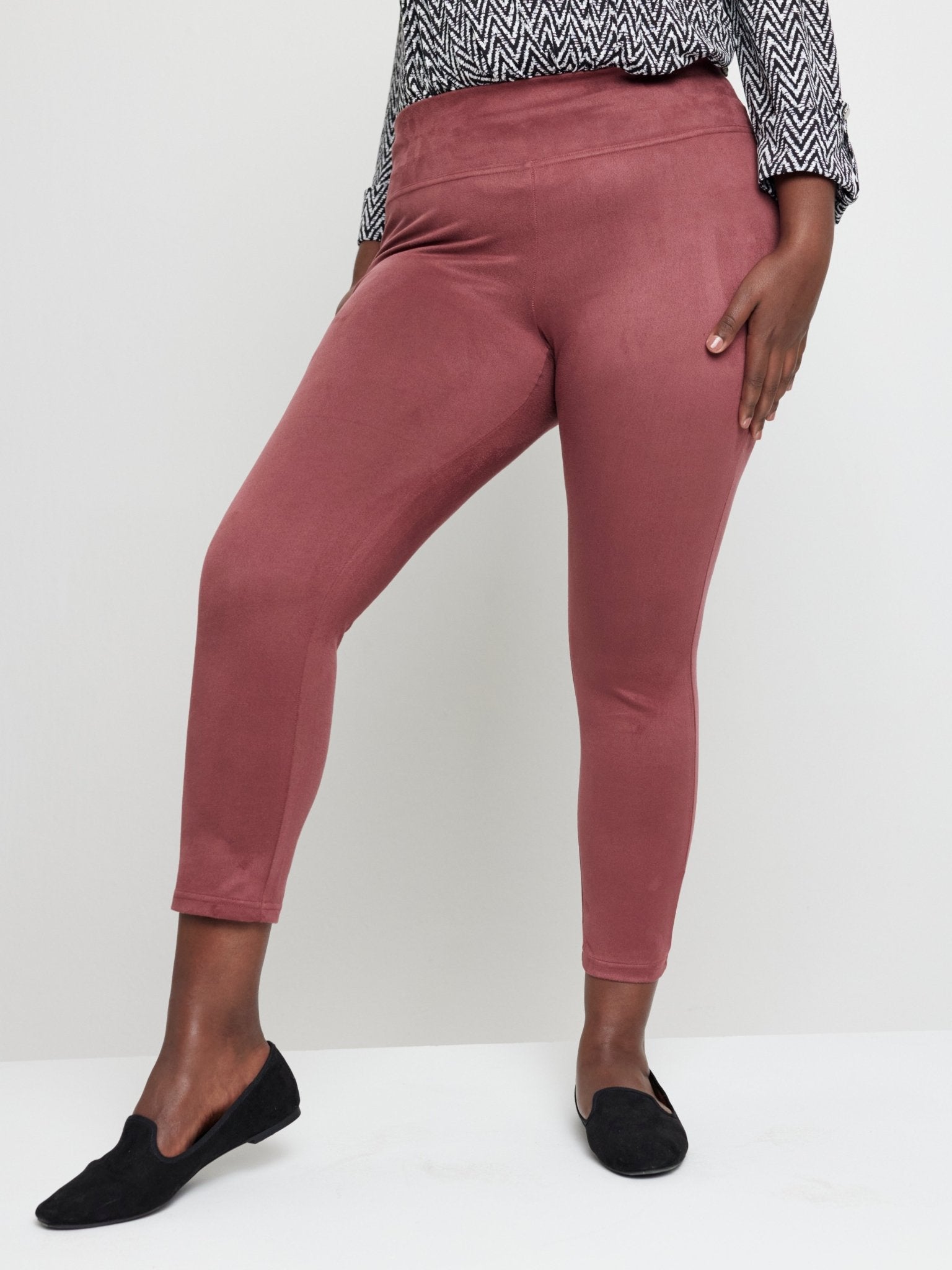 Tight Plus Size Suede Leggings Roz Ali Tummy Control Faux Suede