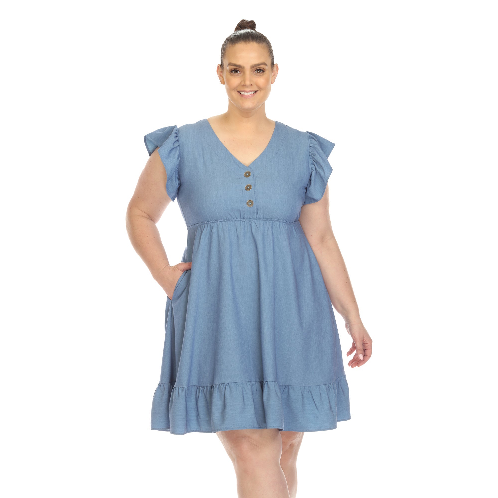 Ruffle Sleeve Knee-Length Dress - Plus - DressbarnDresses