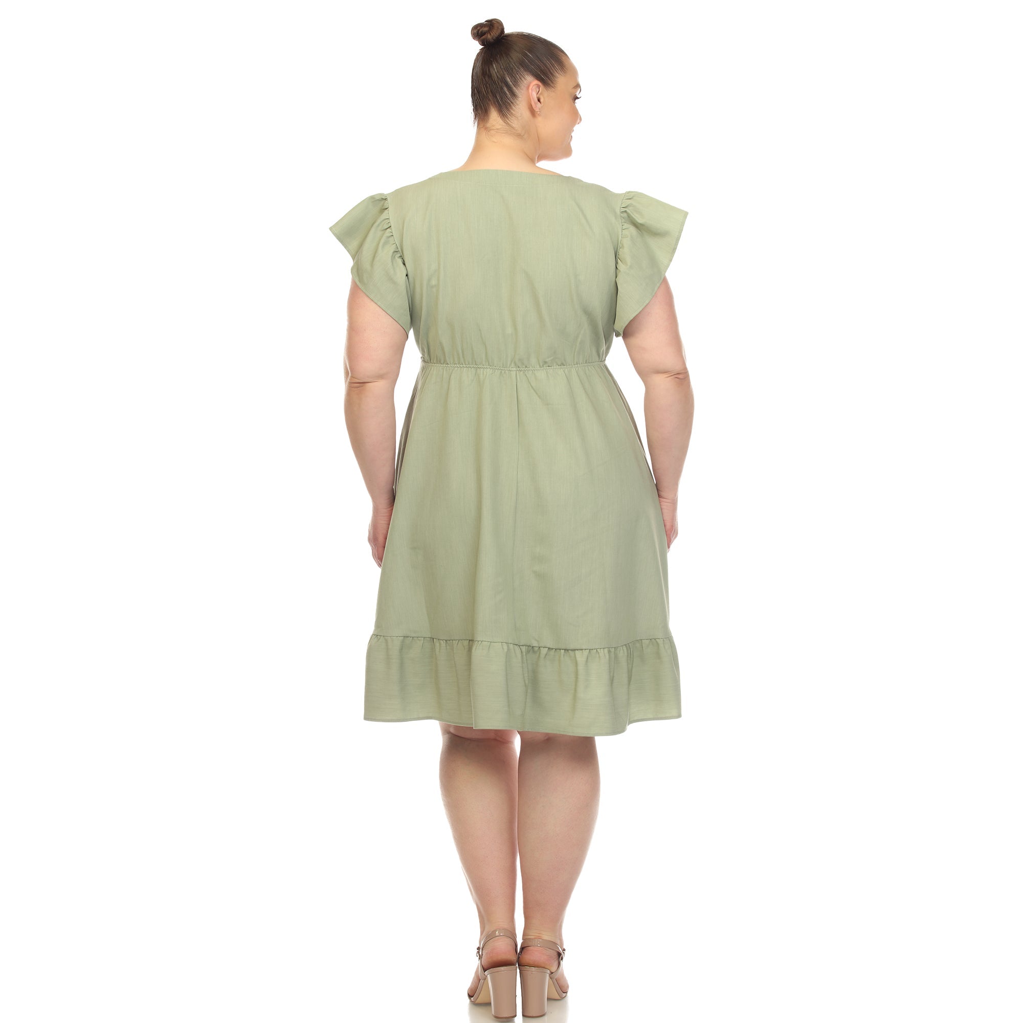 Ruffle Sleeve Knee-Length Dress - Plus - DressbarnDresses