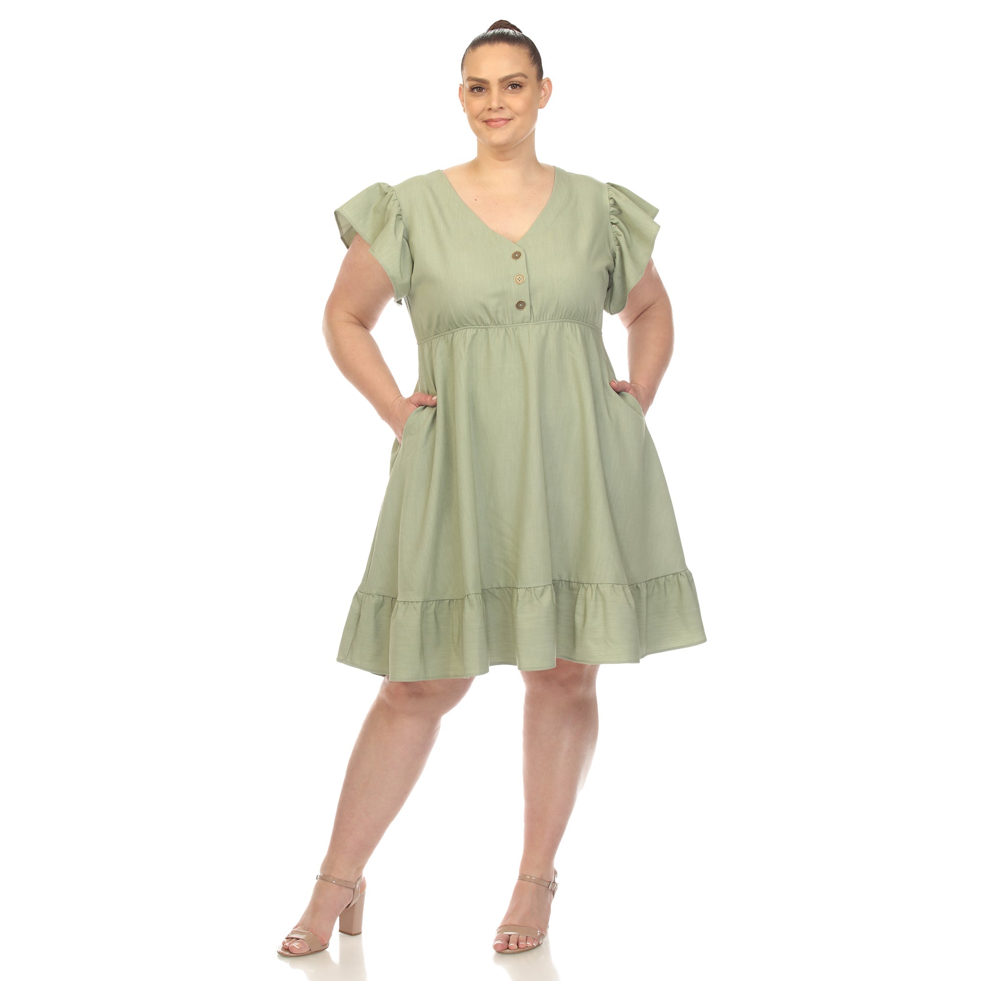 Ruffle Sleeve Knee-Length Dress - Plus - DressbarnDresses