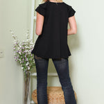 Ruffled Short Sleeve Textured Top - DressbarnShirts & Blouses