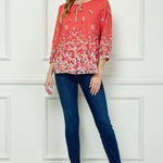 Sara Michelle 3/4 Button Cuff Sleeve Ties On Neck Lined Blouse - DressbarnApparel