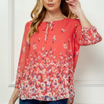 Sara Michelle 3/4 Button Cuff Sleeve Ties On Neck Lined Blouse - DressbarnApparel