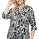 Sara Michelle 3/4 Sleeve Button Front Top - PLUS - DressbarnShirts & Blouses