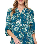Sara Michelle 3/4 Sleeve Henley Placket Shirt Popover - DressbarnShirts & Blouses