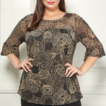 Sara Michelle Elbow Ruffle Sleeve Lined Trapeze Blouse - PLUS - DressbarnShirts & Blouses