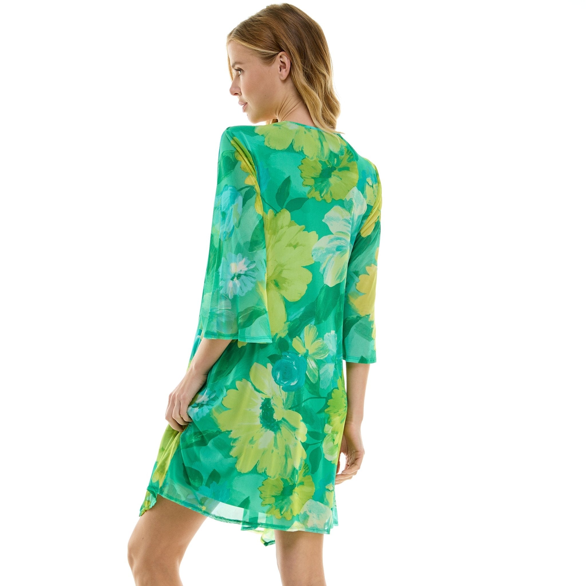 Sara Michelle Green Floral 3/4 2Fer Tank Dress W/ Necklace Dressbarn Sara Michelle Green Floral 3/4 2Fer Tank Dress W/ Necklace Dressbarn