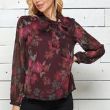 Sara Michelle Long Sleeve Side Tie Neck Blouse - DressbarnShirts & Blouses