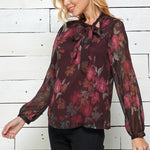 Sara Michelle Long Sleeve Side Tie Neck Blouse - DressbarnShirts & Blouses