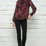 Sara Michelle Long Sleeve Side Tie Neck Blouse - DressbarnShirts & Blouses