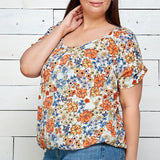Sara Michelle Short Sleeve Front Bubble Hem Blouse - Plus - DressbarnShirts & Blouses