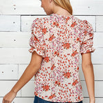 Sara Michelle Short Sleeve Georgette Print Blouse - DressbarnShirts & Blouses