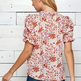 Sara Michelle Short Sleeve Georgette Print Blouse - DressbarnShirts & Blouses