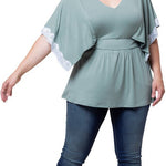 Sarah Lace Trim Top - Plus - DressbarnShirts & Blouses