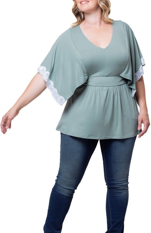 Sarah Lace Trim Top - Plus - DressbarnShirts & Blouses