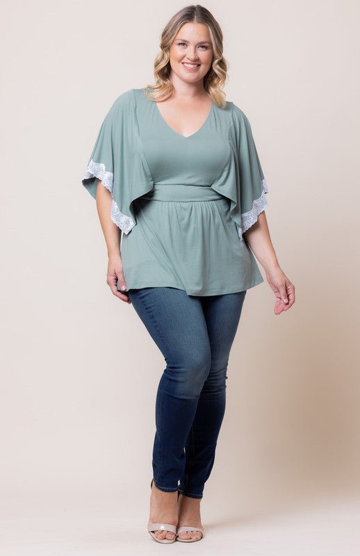 Sarah Lace Trim Top - Plus - DressbarnShirts & Blouses