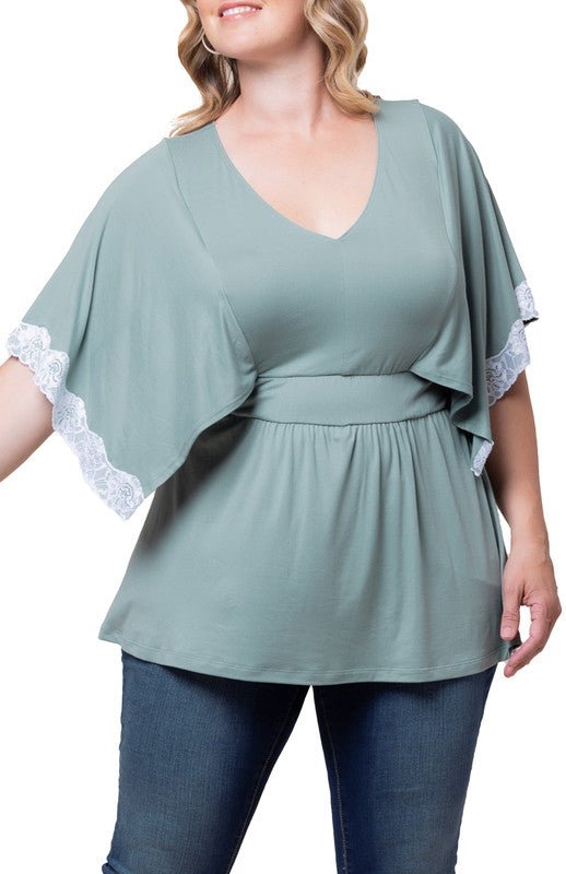 Sarah Lace Trim Top - Plus - DressbarnShirts & Blouses