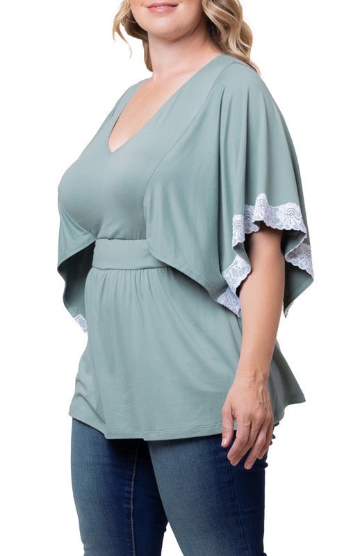 Sarah Lace Trim Top - Plus - DressbarnShirts & Blouses