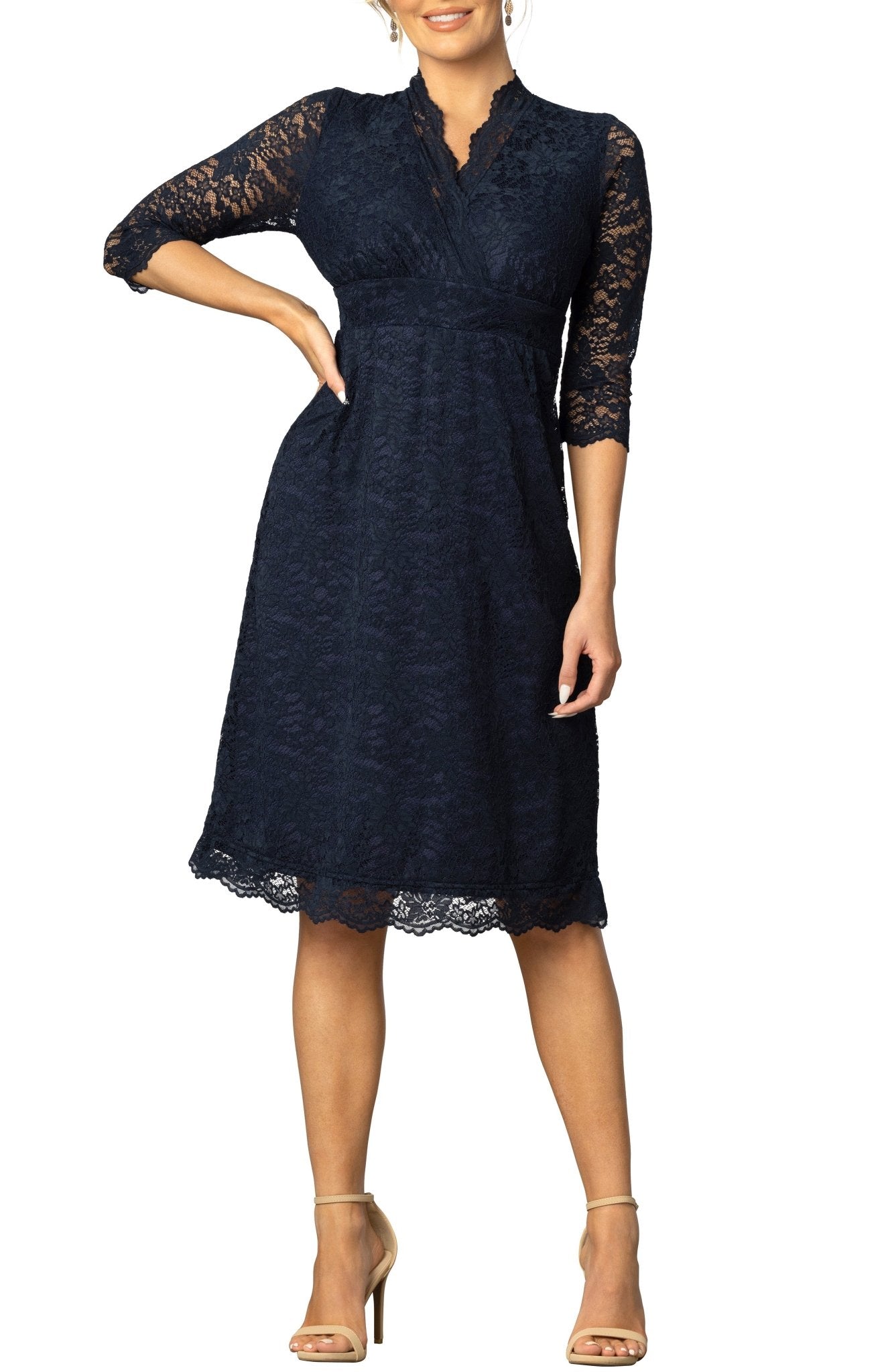 Kiyonna Women's Scalloped Boudoir Lace Cocktail Dress, Large