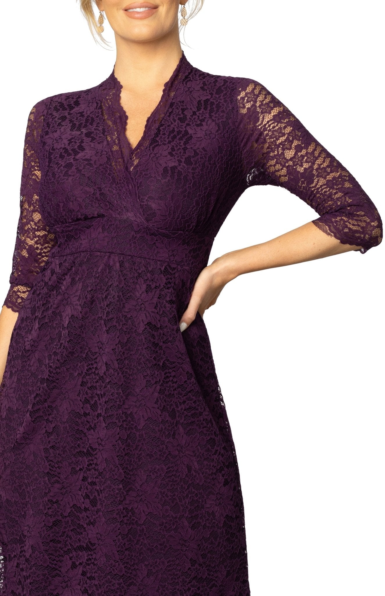 Kiyonna Women's Scalloped Boudoir Lace Cocktail Dress - Imperial Plum Kiyonna Women's Scalloped Boudoir Lace Cocktail Dress - Imperial Plum