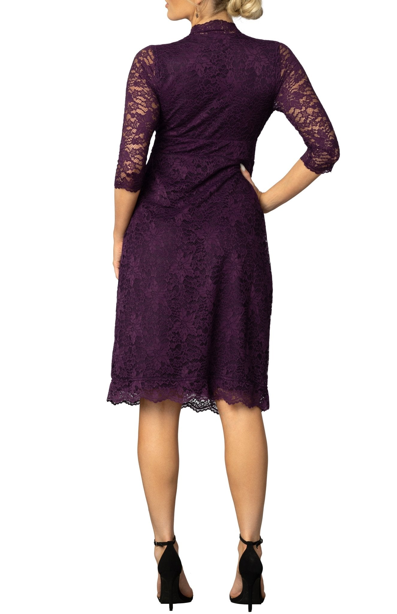 Kiyonna Women's Scalloped Boudoir Lace Cocktail Dress - Imperial Plum Kiyonna Women's Scalloped Boudoir Lace Cocktail Dress - Imperial Plum