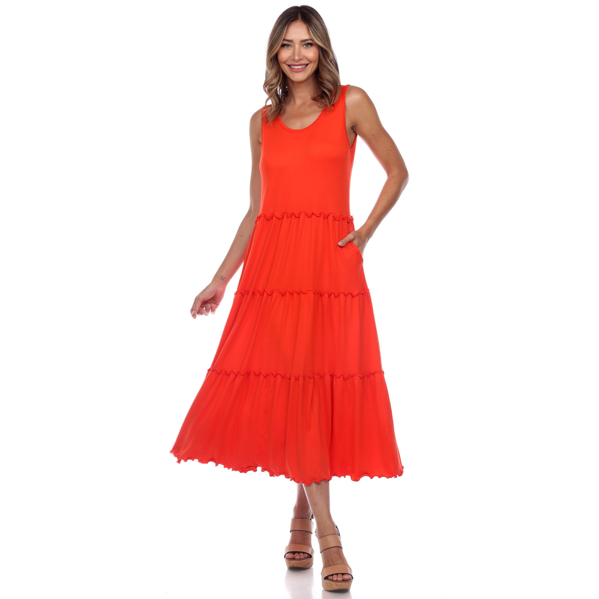 Scoop Neck Tiered Midi Dress - DressbarnDresses