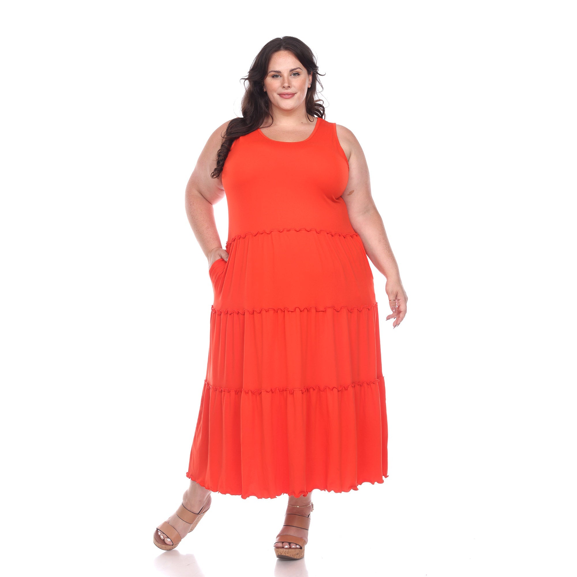 Scoop Neck Tiered Midi Dress - Plus - DressbarnDresses