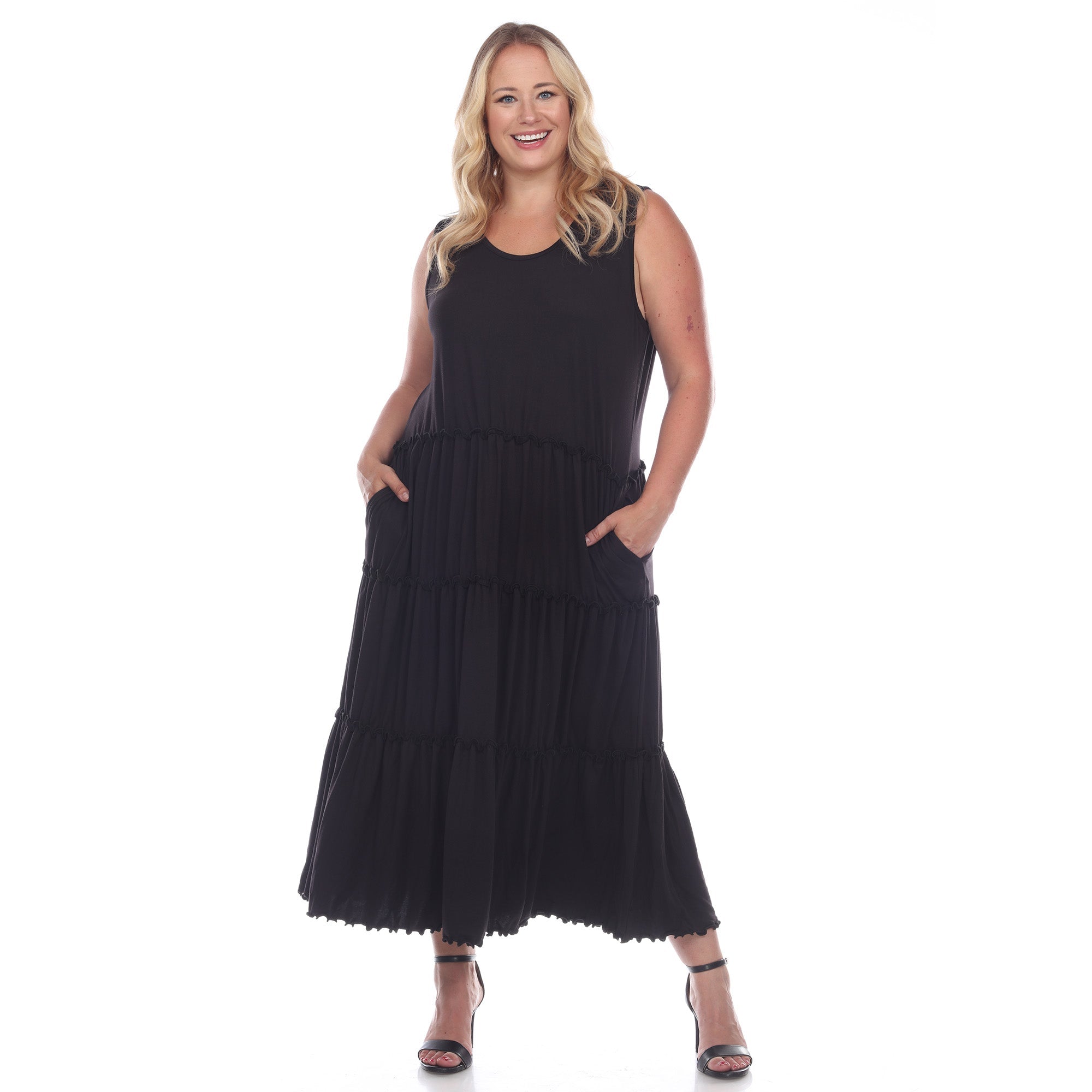 Scoop Neck Tiered Midi Dress - Plus - DressbarnDresses