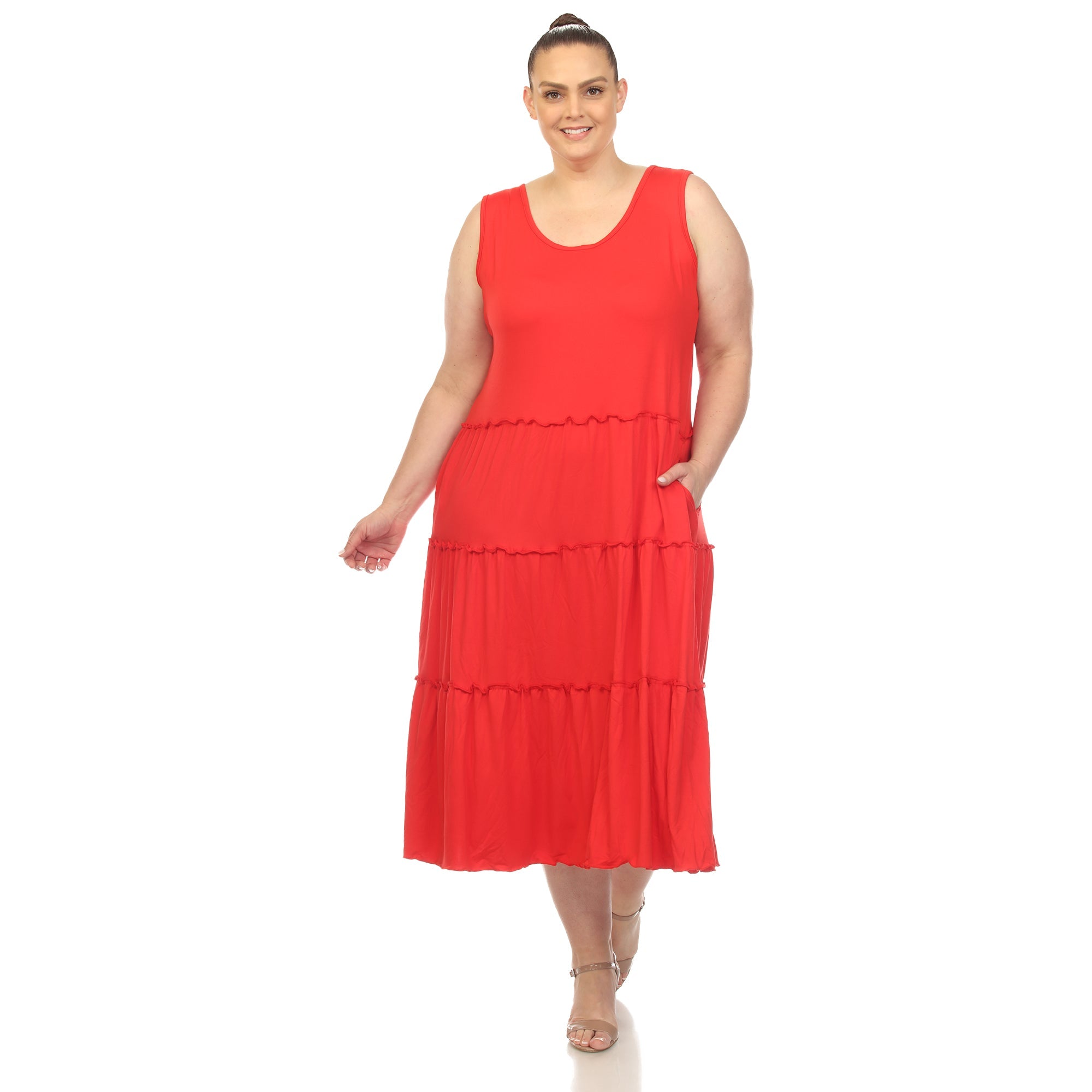 Scoop Neck Tiered Midi Dress - Plus - DressbarnDresses