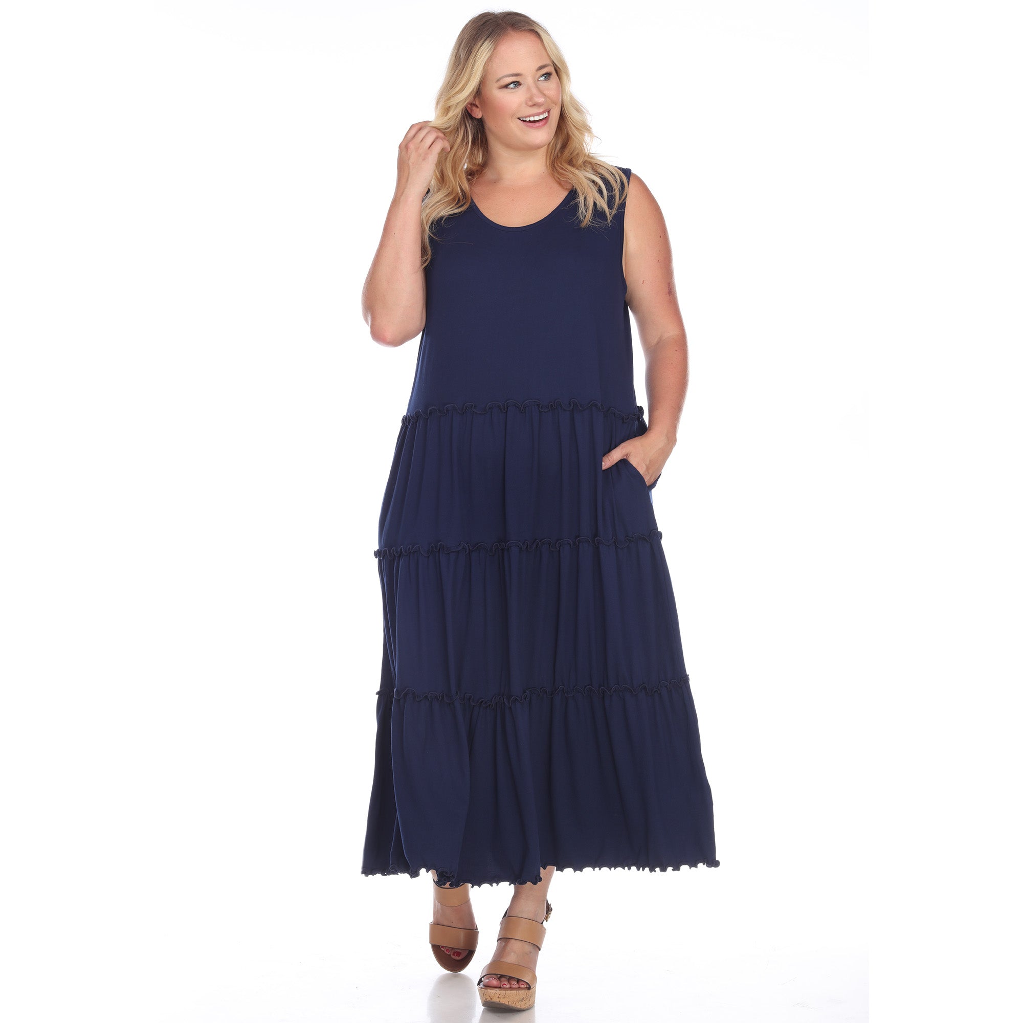 Scoop Neck Tiered Midi Dress - Plus - DressbarnDresses