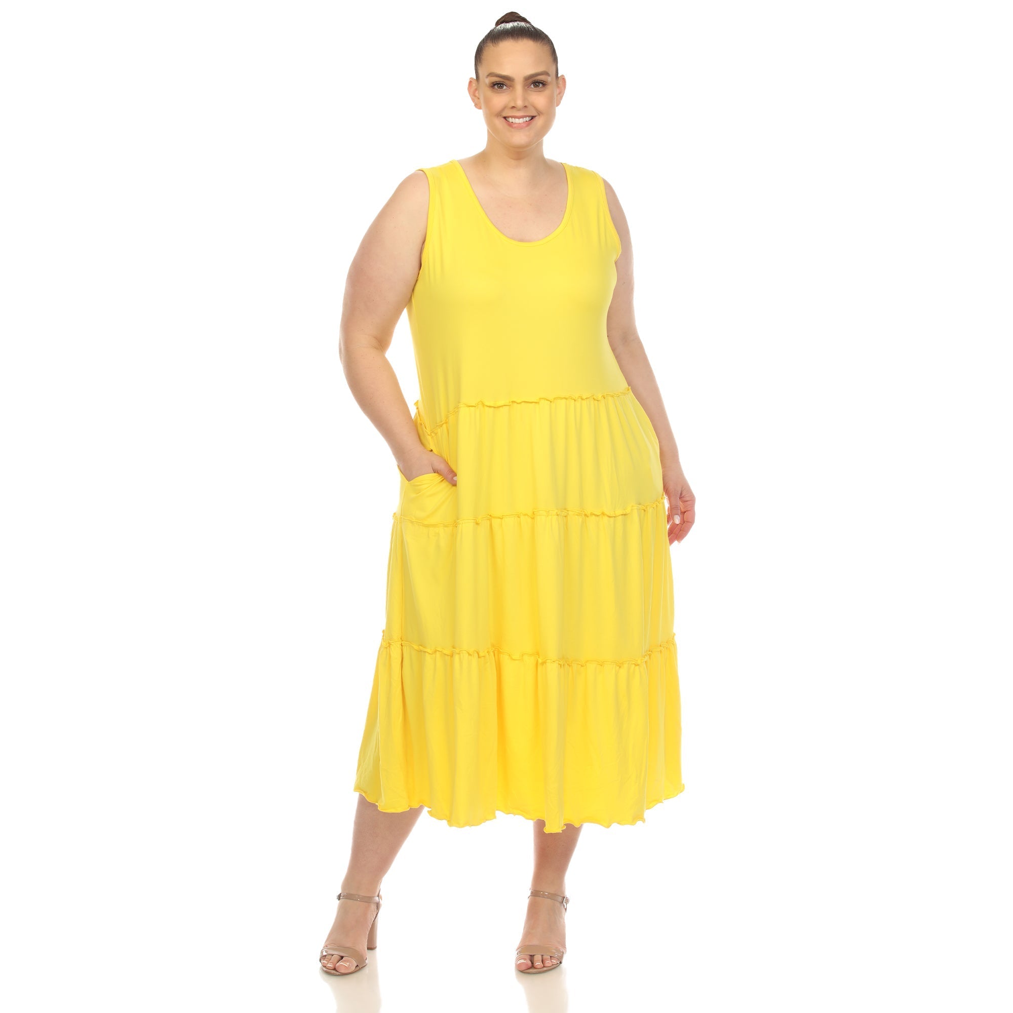 Scoop Neck Tiered Midi Dress - Plus - DressbarnDresses