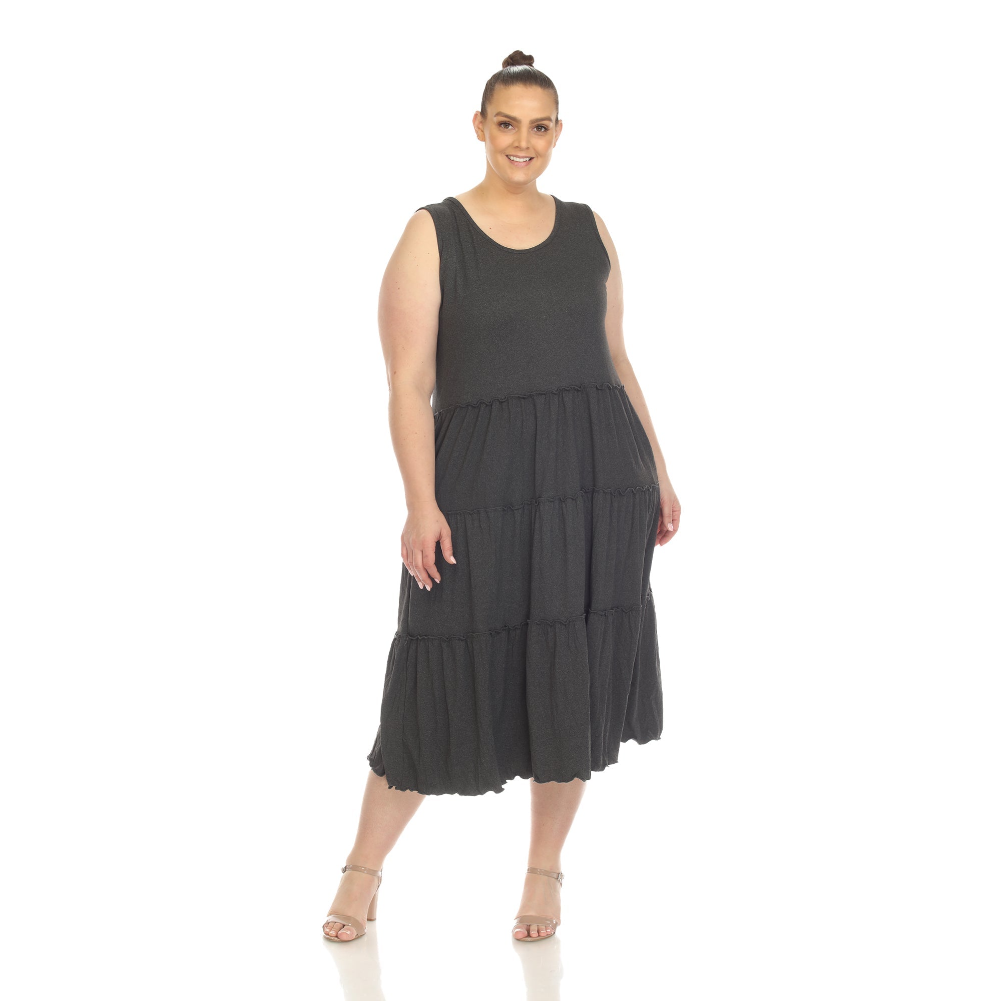 Scoop Neck Tiered Midi Dress - Plus - DressbarnDresses