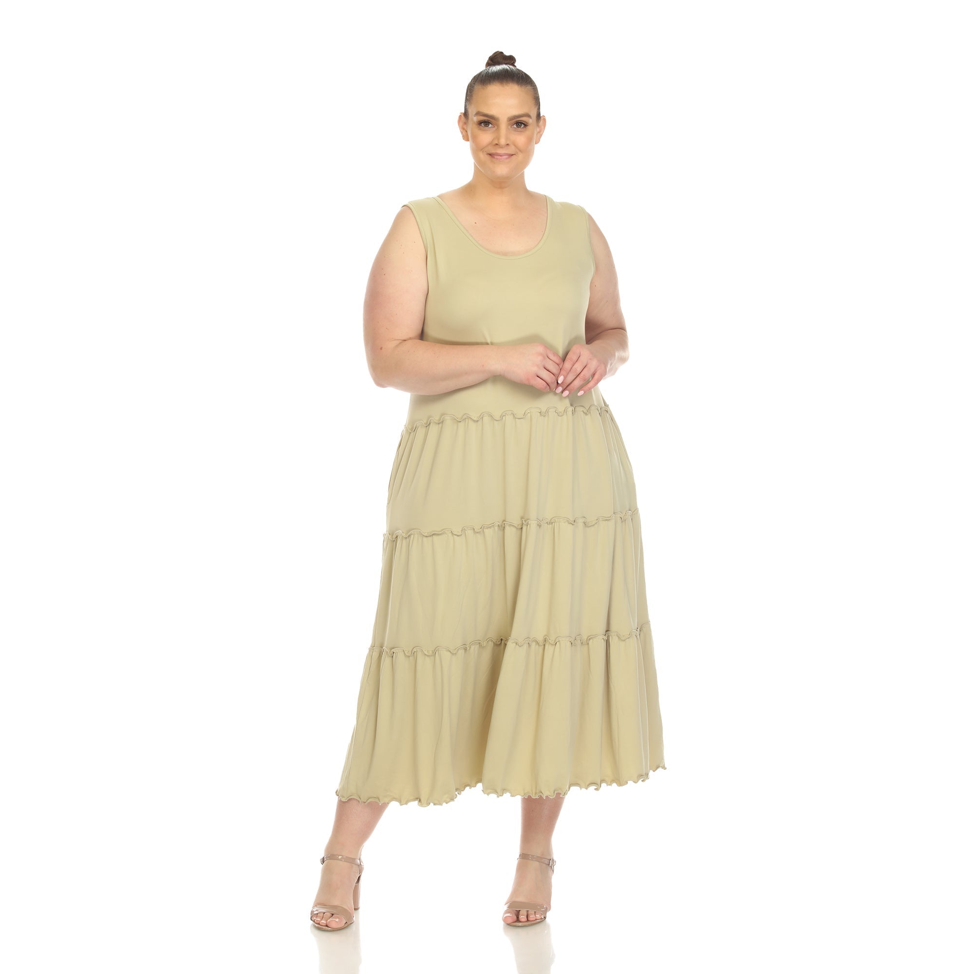 Scoop Neck Tiered Midi Dress - Plus - DressbarnDresses