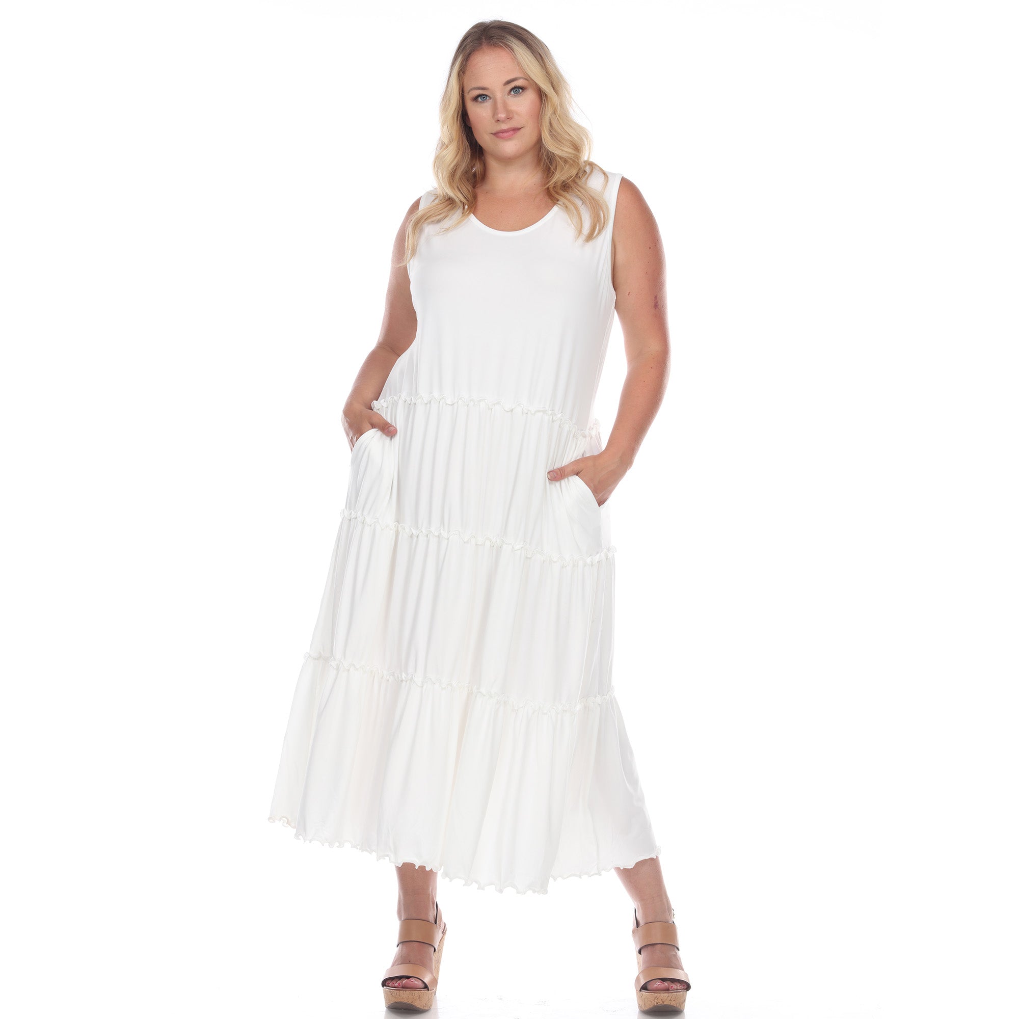 Scoop Neck Tiered Midi Dress - Plus - DressbarnDresses