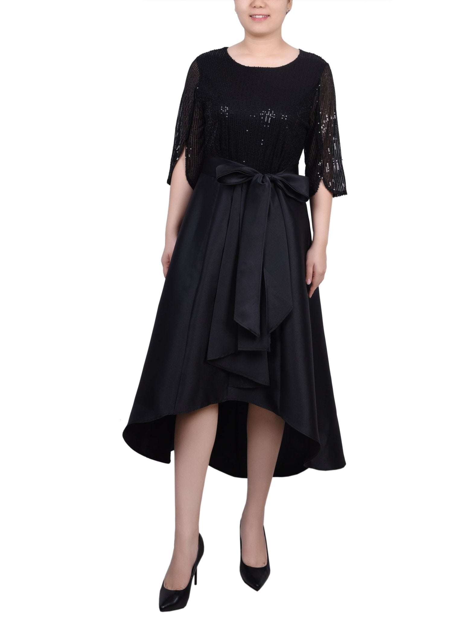 Sequin and Jacquard Holiday Dress - Petite - DressbarnDresses