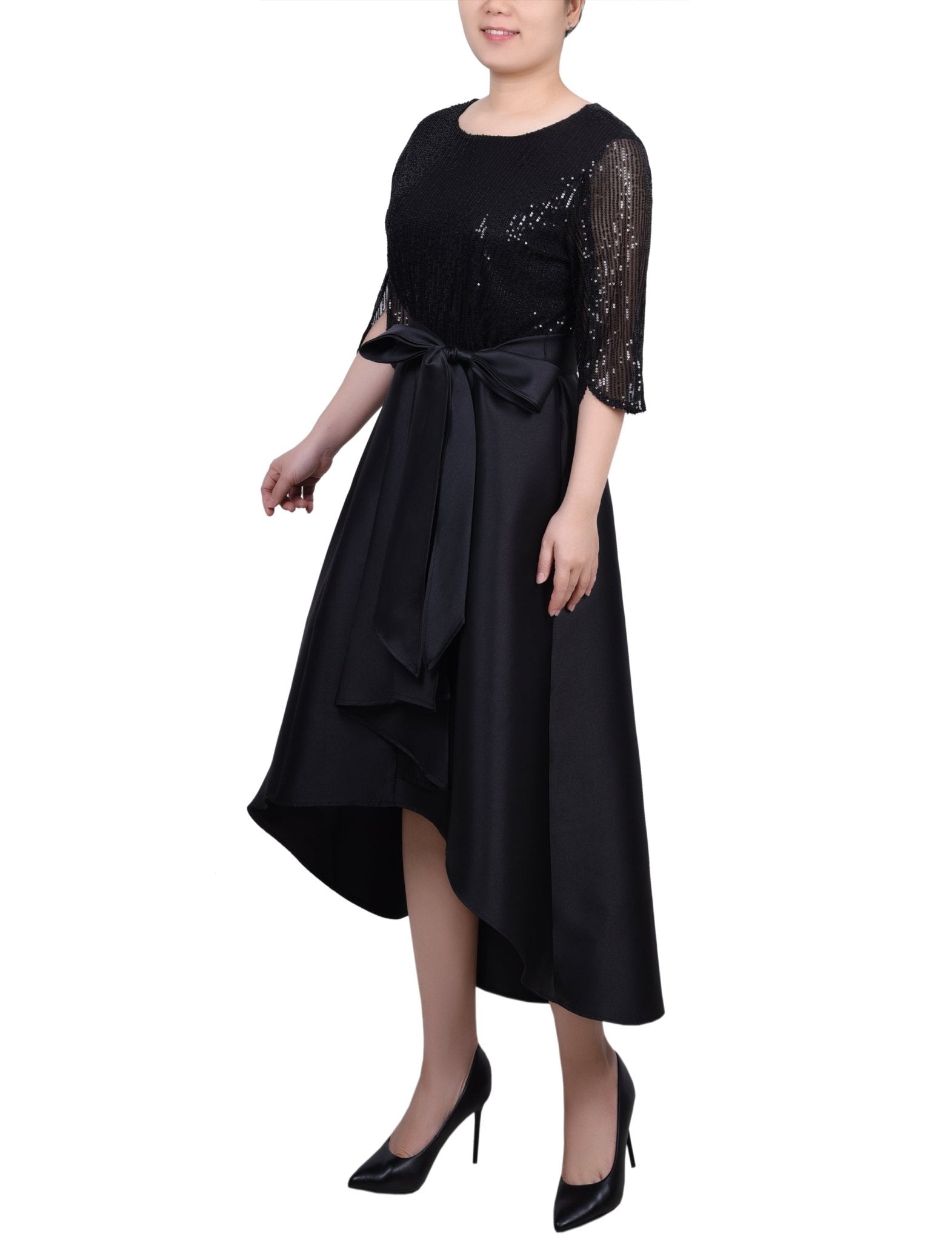 Sequin and Jacquard Holiday Dress - Petite - DressbarnDresses